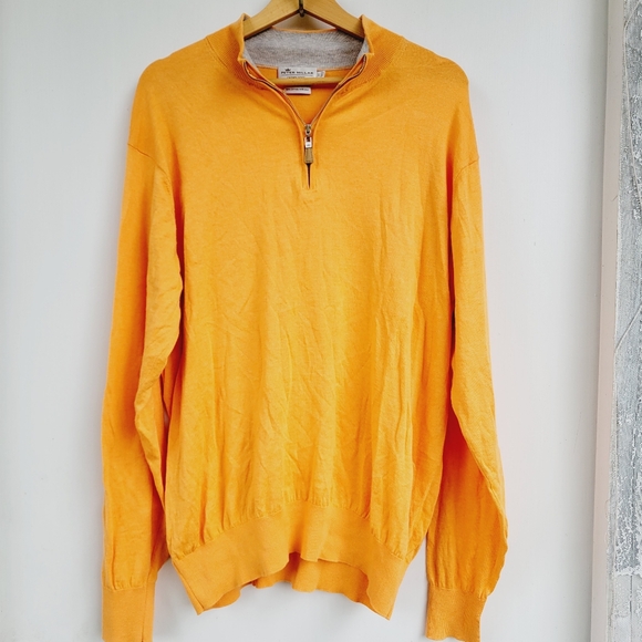 Peter Millar Silk Blend Crown Soft Half Zip Golf Orange Size Large - Picture 1 of 12